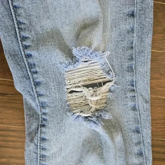 Levi's Wedgie straight light wash distressed jeans button fly denim sz 24 - Picture 4 of 12